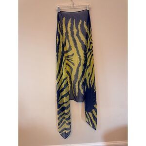 Alicia + Megan Animal Print Scarf in Blue/Yellow Oversized